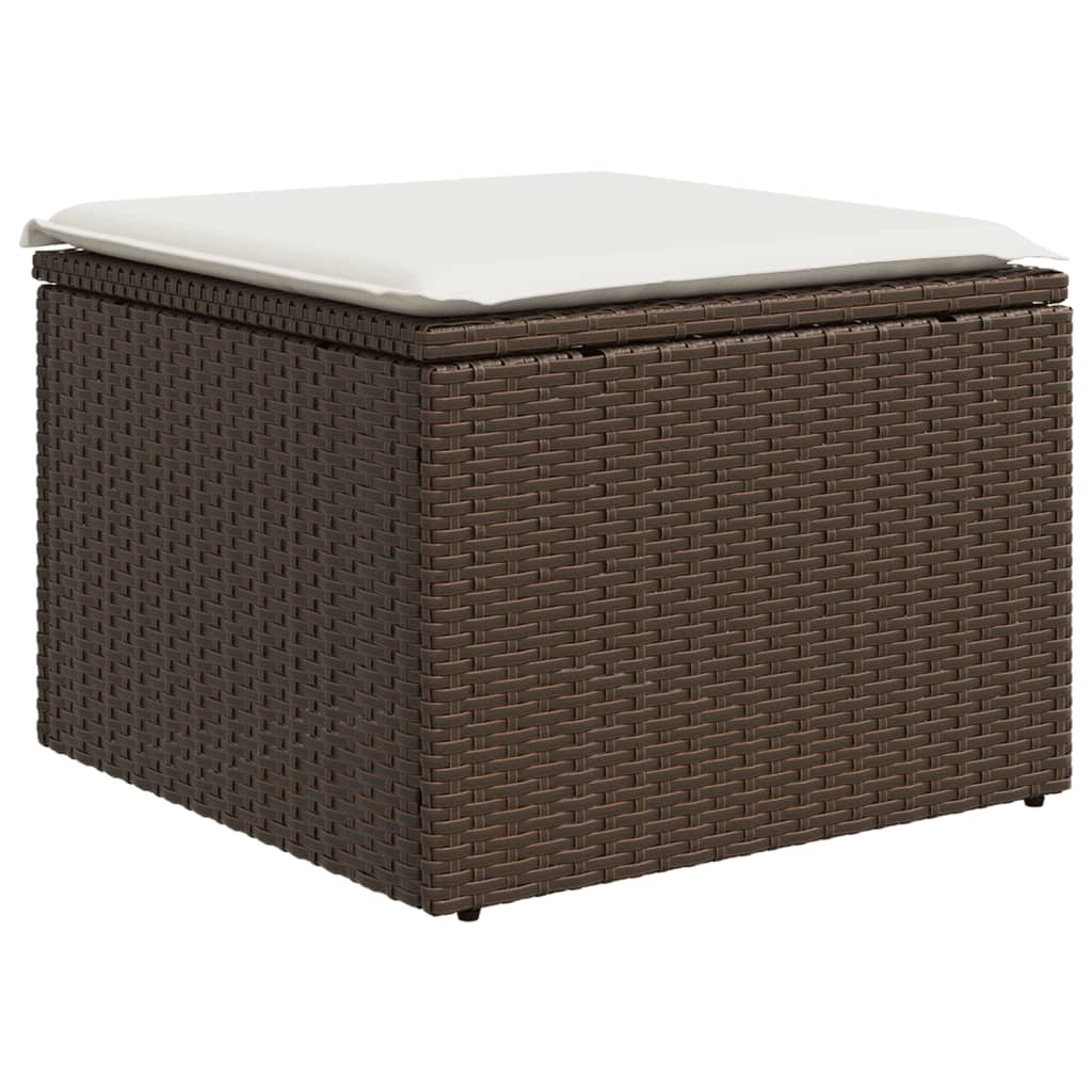 11-tlg. Garten-Sofagarnitur mit Kissen Braun Poly Rattan