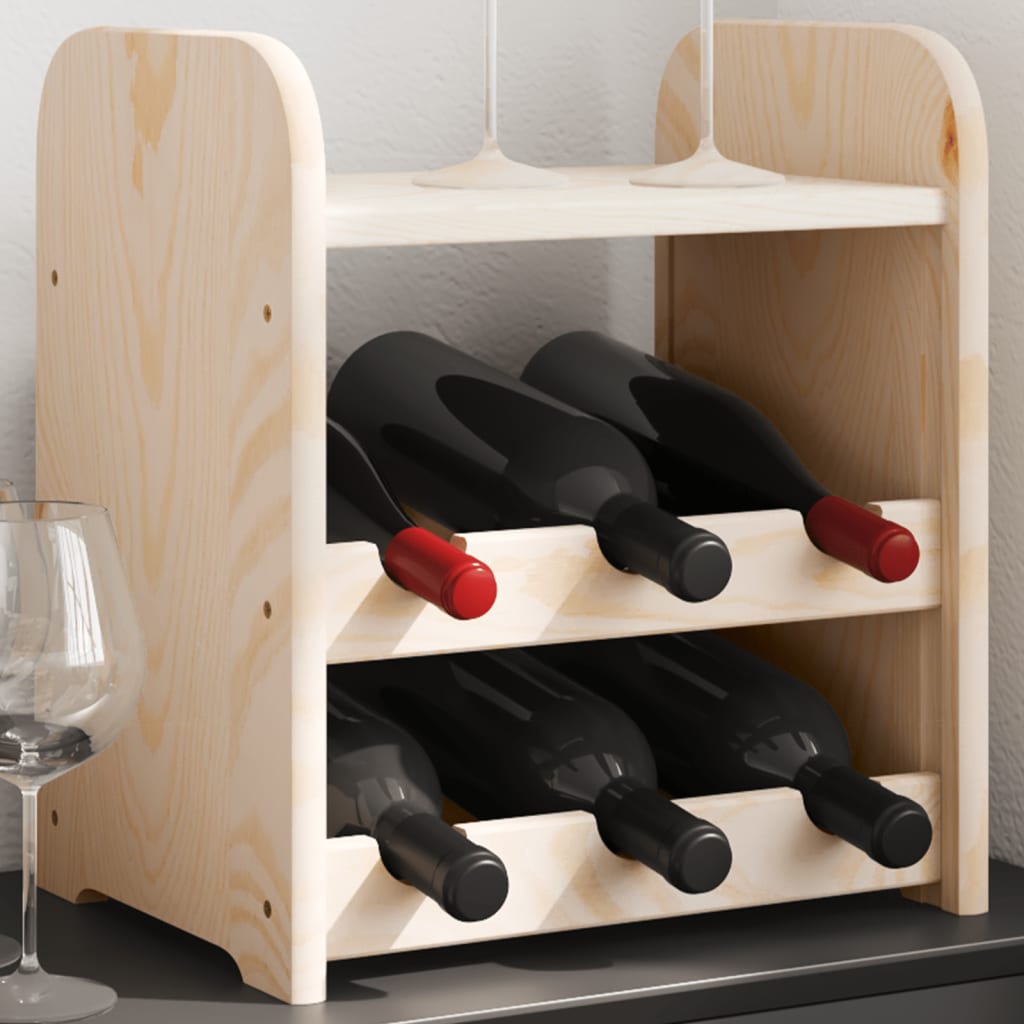 Casier à vin avec plateau supérieur 33x25x37 cm en bois de pin massif