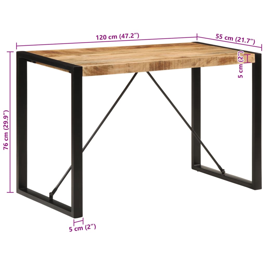 Table à manger 120x55x76 cm Bois de manguier brut