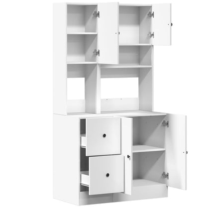Küchenschrank Weiß 95x50x180 cm Holzwerkstoff