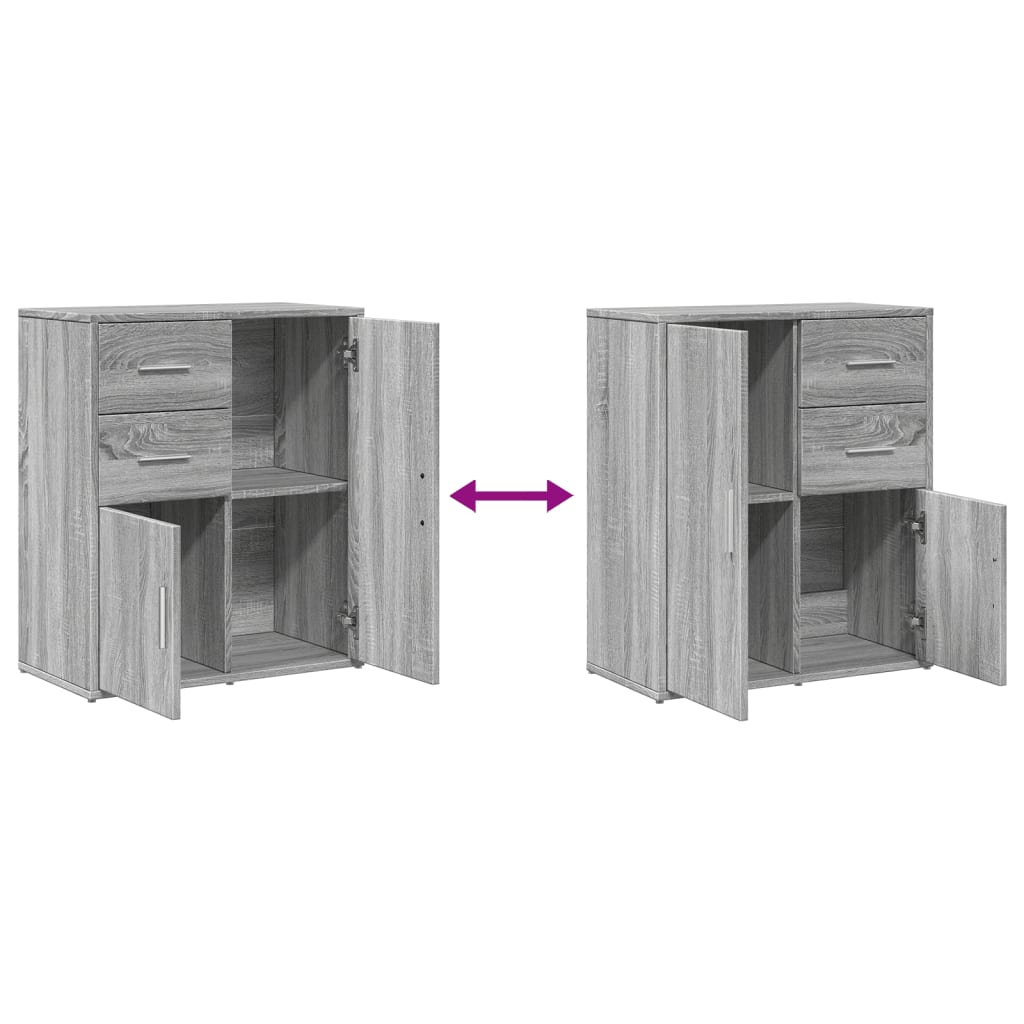 Sideboards 2 Stk. Grau Sonoma-Eiche 60x31x70 cm Holzwerkstoff
