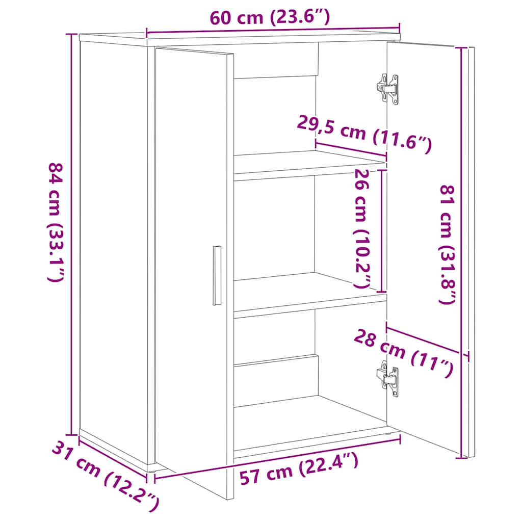 Sideboards 2 Stk. Räuchereiche 60x31x84 cm Holzwerkstoff