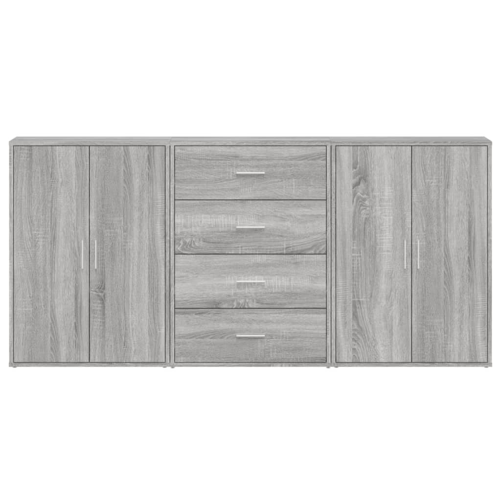 Sideboards 3 Stk. Grau Sonoma 60x31x84 cm Holzwerkstoff