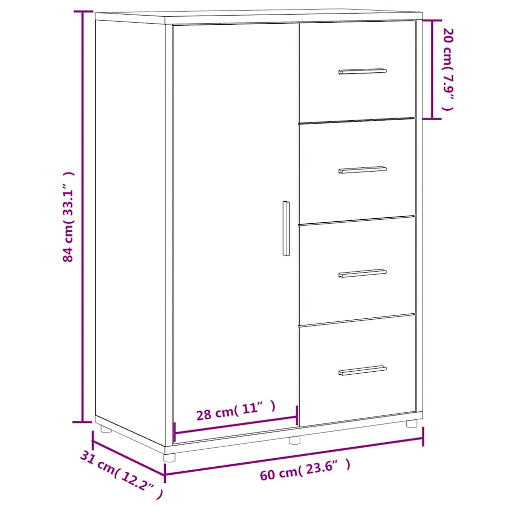 Sideboards 2 Stk. Sonoma-Eiche 60x31x84 cm Holzwerkstoff
