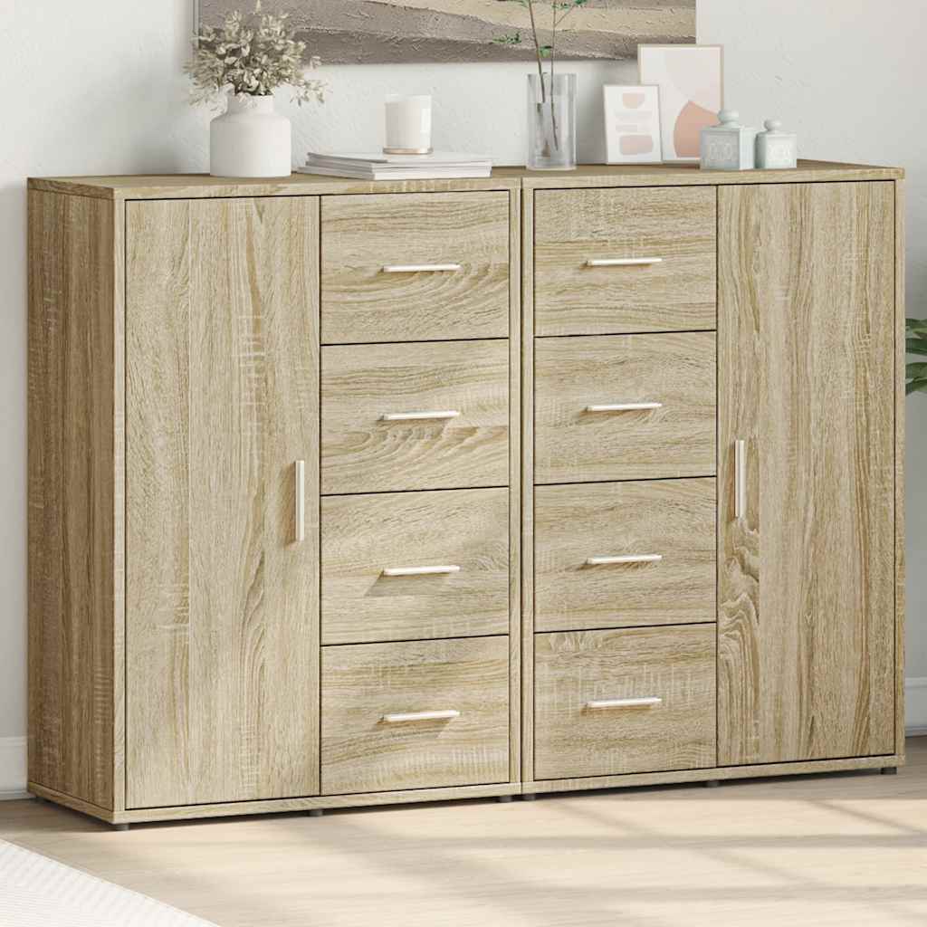 Sideboards 2 Stk. Sonoma-Eiche 60x31x84 cm Holzwerkstoff