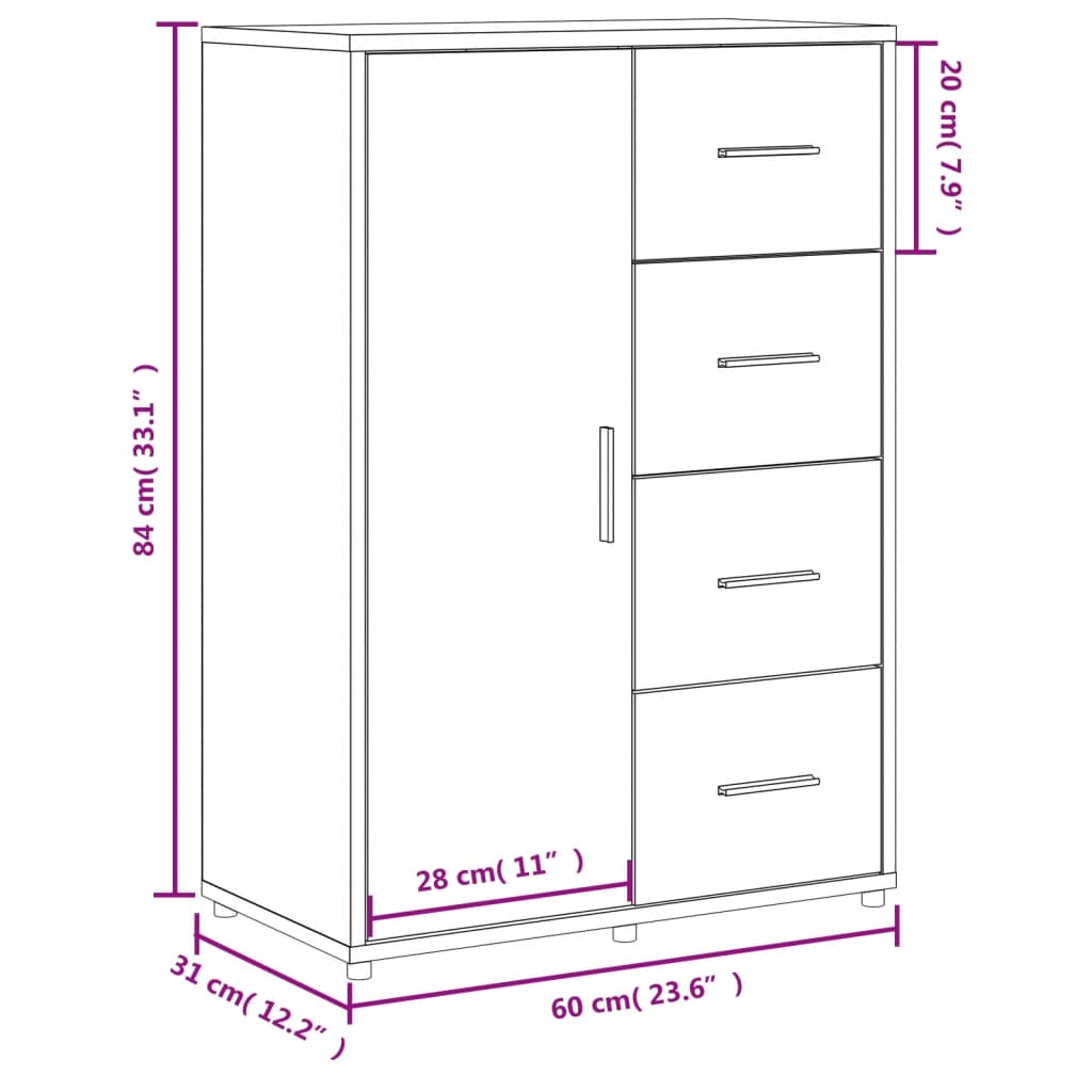 Sideboards 2 Stk. Betongrau 60x31x84 cm Holzwerkstoff