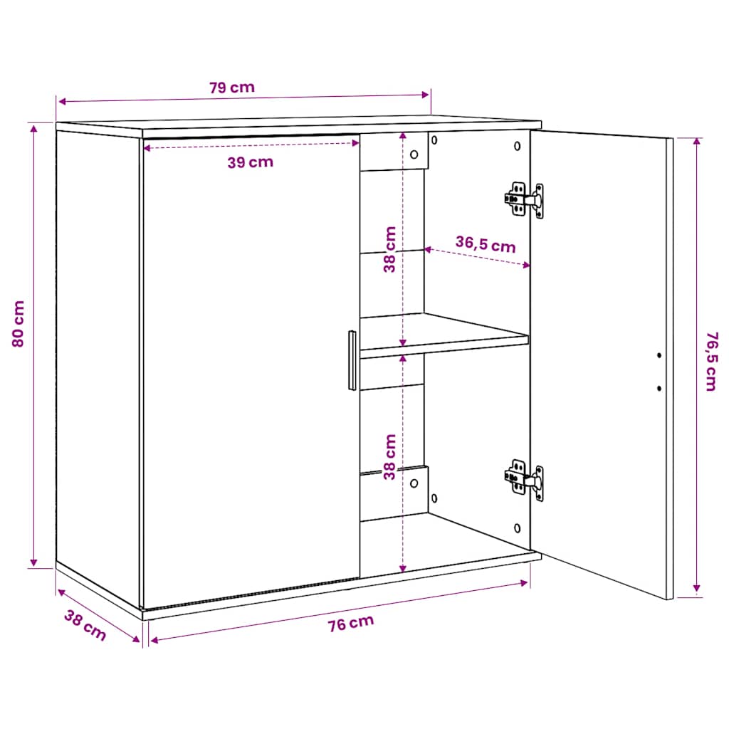 Sideboards 2 Stk. Weiß 79x38x80 cm Holzwerkstoff