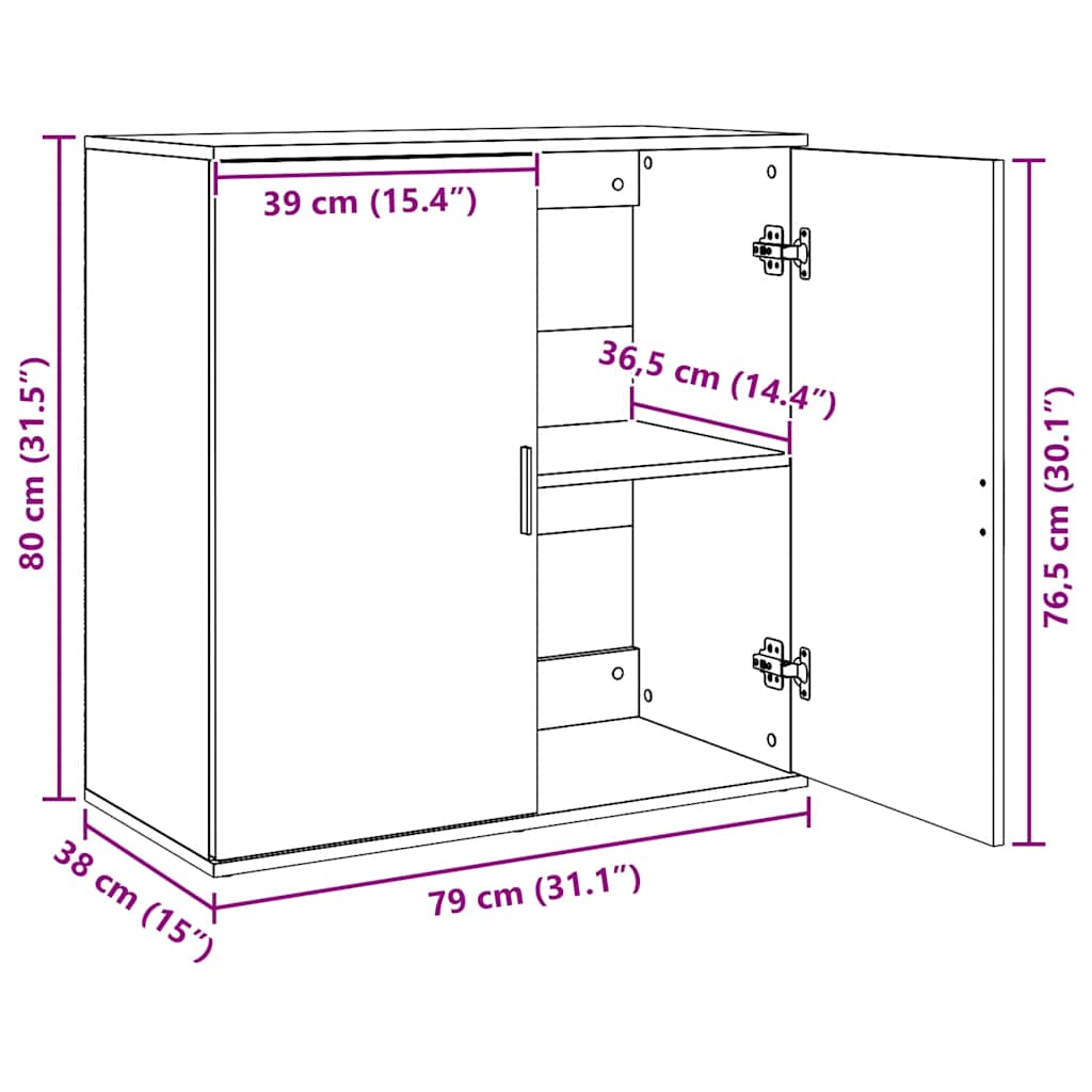 Sideboards 2 Stk. Sonoma-Eiche 79x38x80 cm Holzwerkstoff