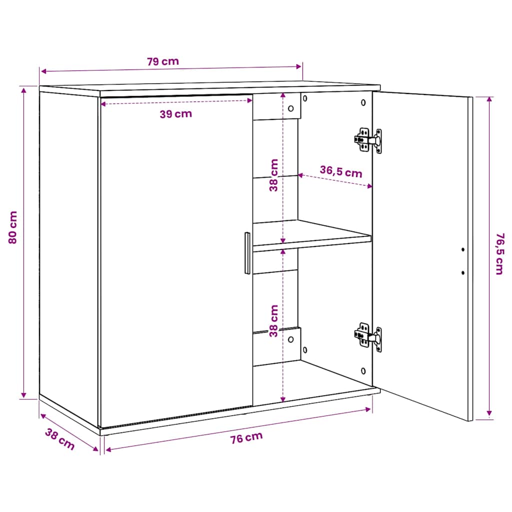 Sideboards 2 Stk. Grau Sonoma 79x38x80 cm Holzwerkstoff