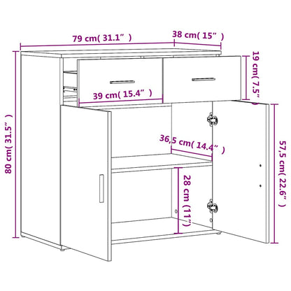 Sideboards 2 Stk. Weiß 79x38x80 cm Holzwerkstoff