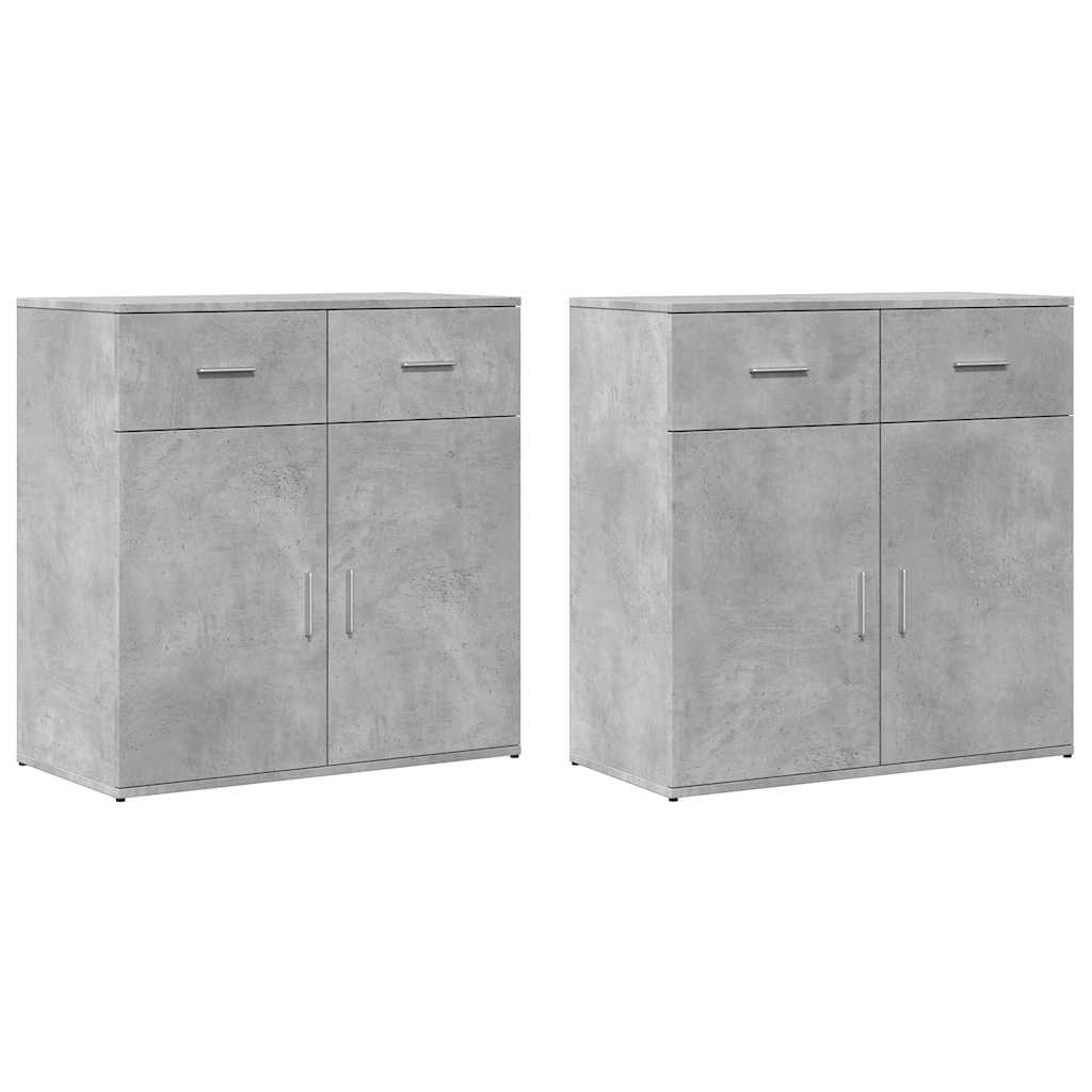 Sideboards 2 Stk. Betongrau 79x38x80 cm Holzwerkstoff