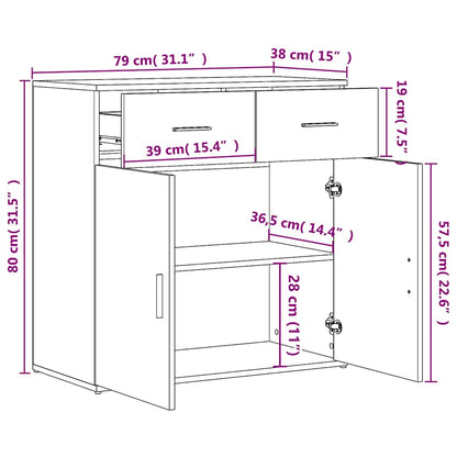 Sideboards 2 Stk. Räuchereiche 79x38x80 cm Holzwerkstoff