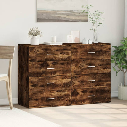 Sideboards 2 Stk. Räuchereiche 60x39x80 cm Holzwerkstoff