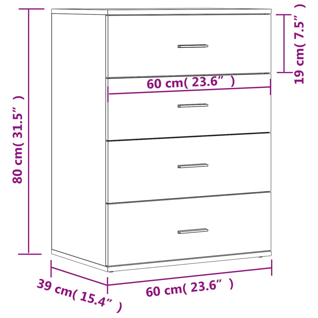 Sideboards 2 Stk. Räuchereiche 60x39x80 cm Holzwerkstoff