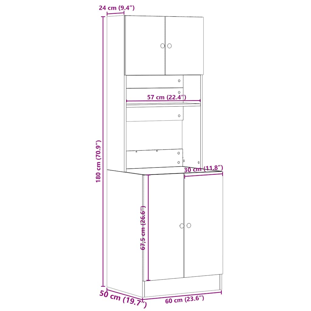 Küchenschrank Grau Sonoma 60x50x180 cm Holzwerkstoff