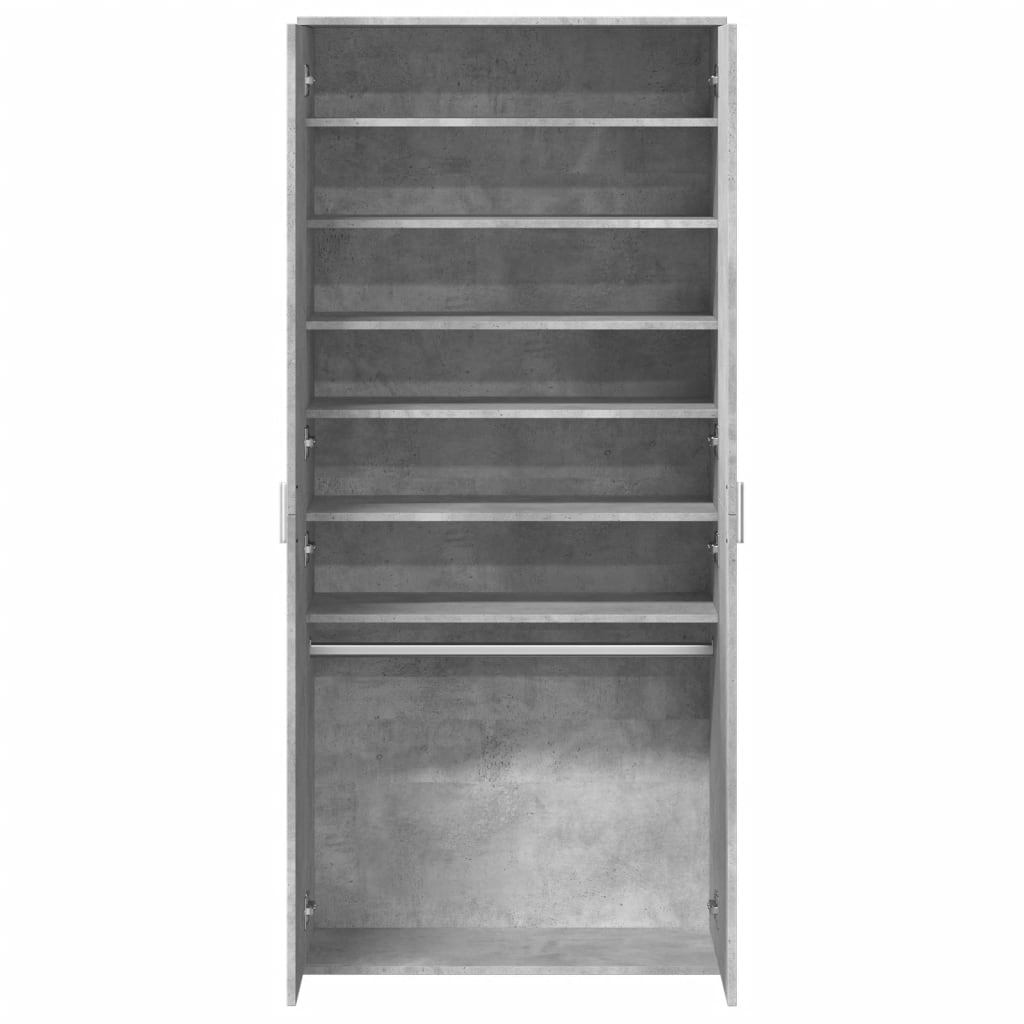 Shoe Cabinet Concrete Grey 80x39x178 cm Wood Material