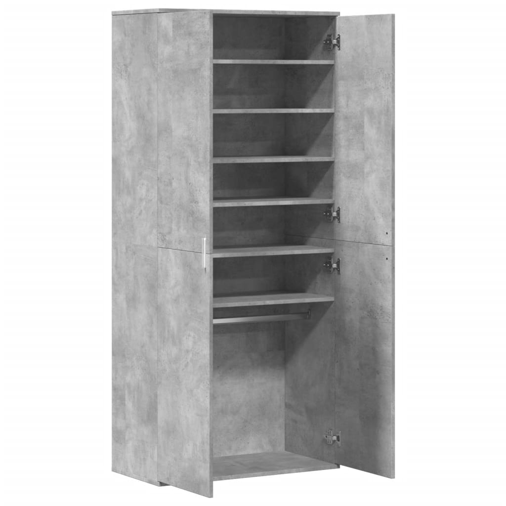 Shoe Cabinet Concrete Grey 80x39x178 cm Wood Material