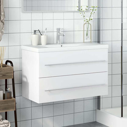 Waschbeckenunterschrank mit Einbaubecken Weiß