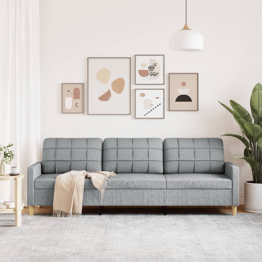 3-Sitzer-Sofa Hellgrau 210 cm Stoff