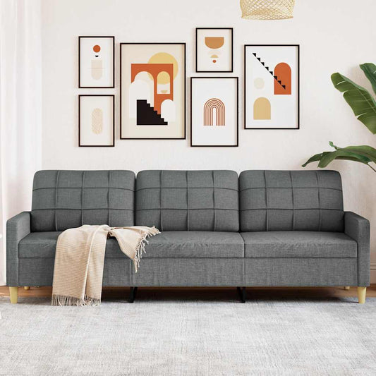 3-seater sofa dark grey 210 cm fabric
