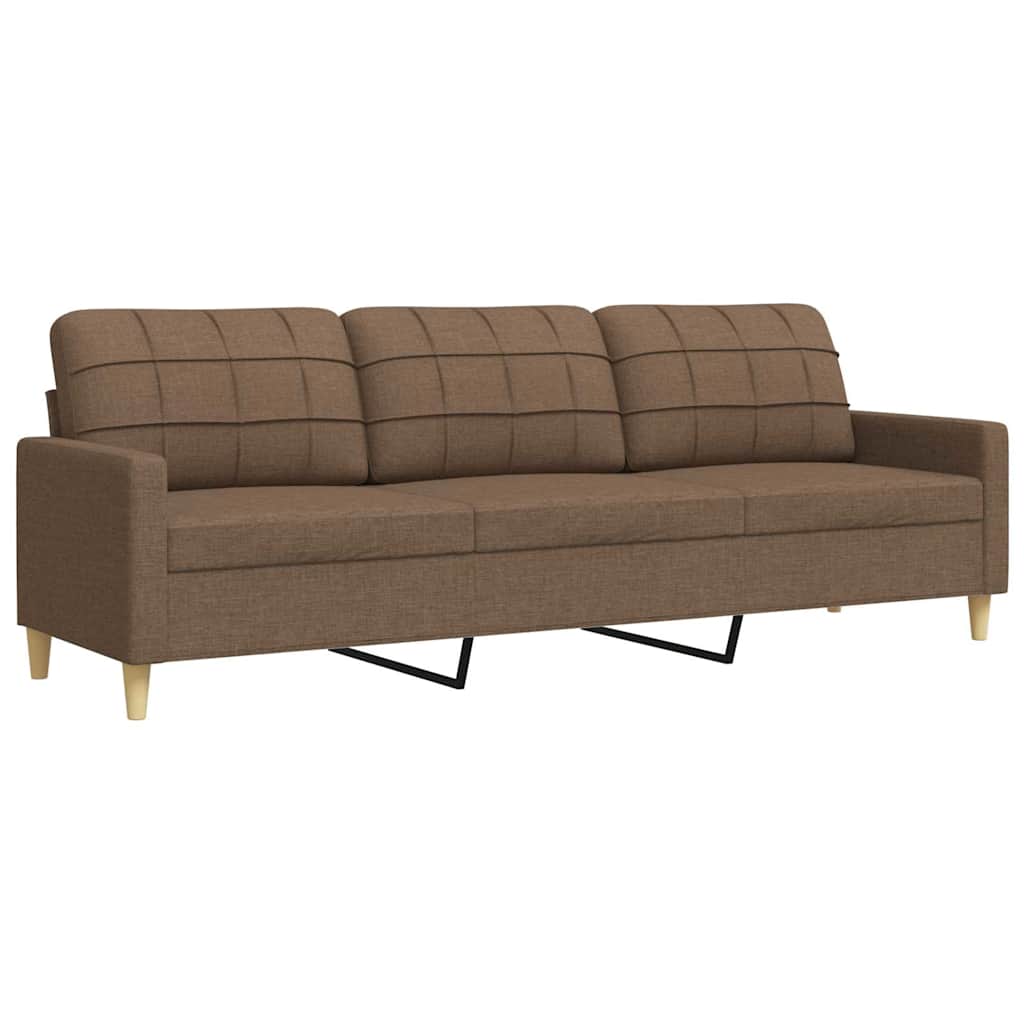 3-seater sofa brown 210 cm fabric