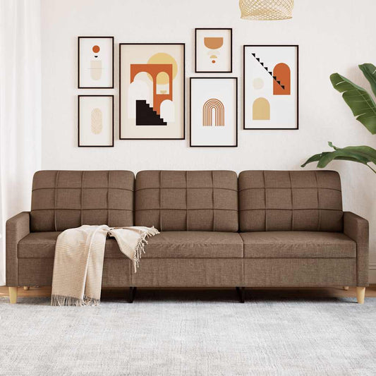 3-seater sofa brown 210 cm fabric