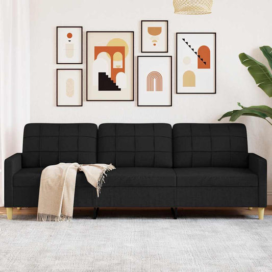 Canapé 3 places tissu noir 210 cm