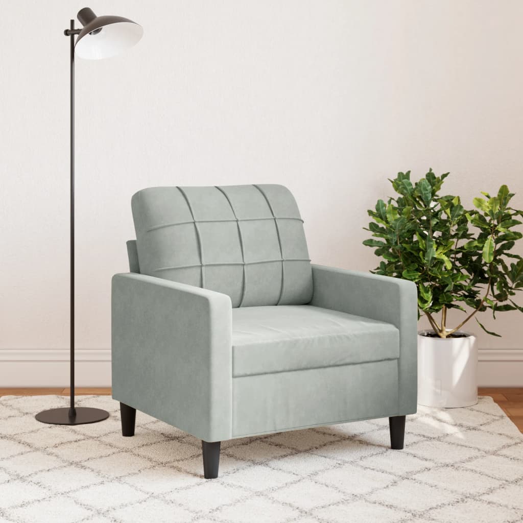 Fauteuil gris clair 60 cm velours