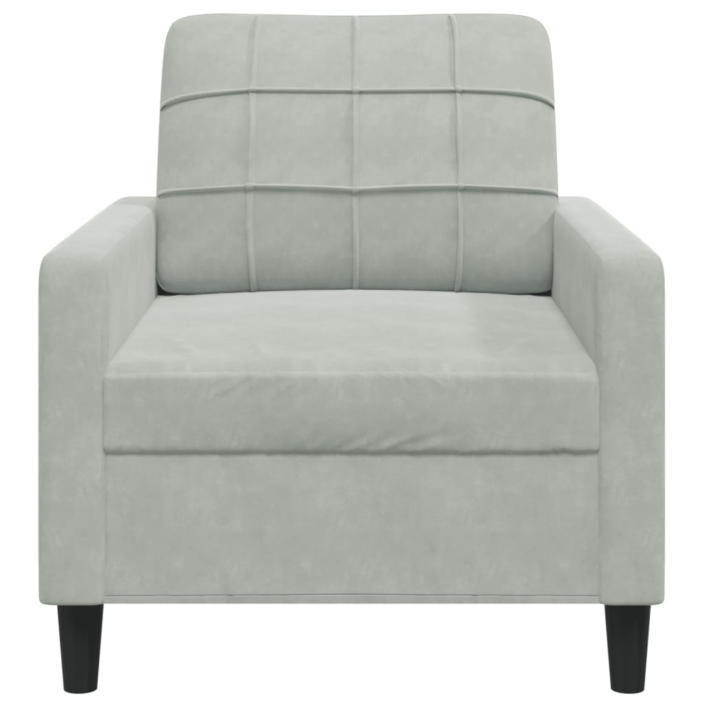 Fauteuil gris clair 60 cm velours