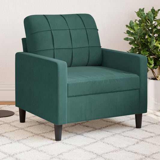 Fauteuil vert foncé 60 cm velours
