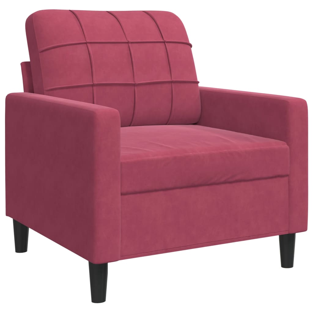 Fauteuil bordeaux 60 cm velours