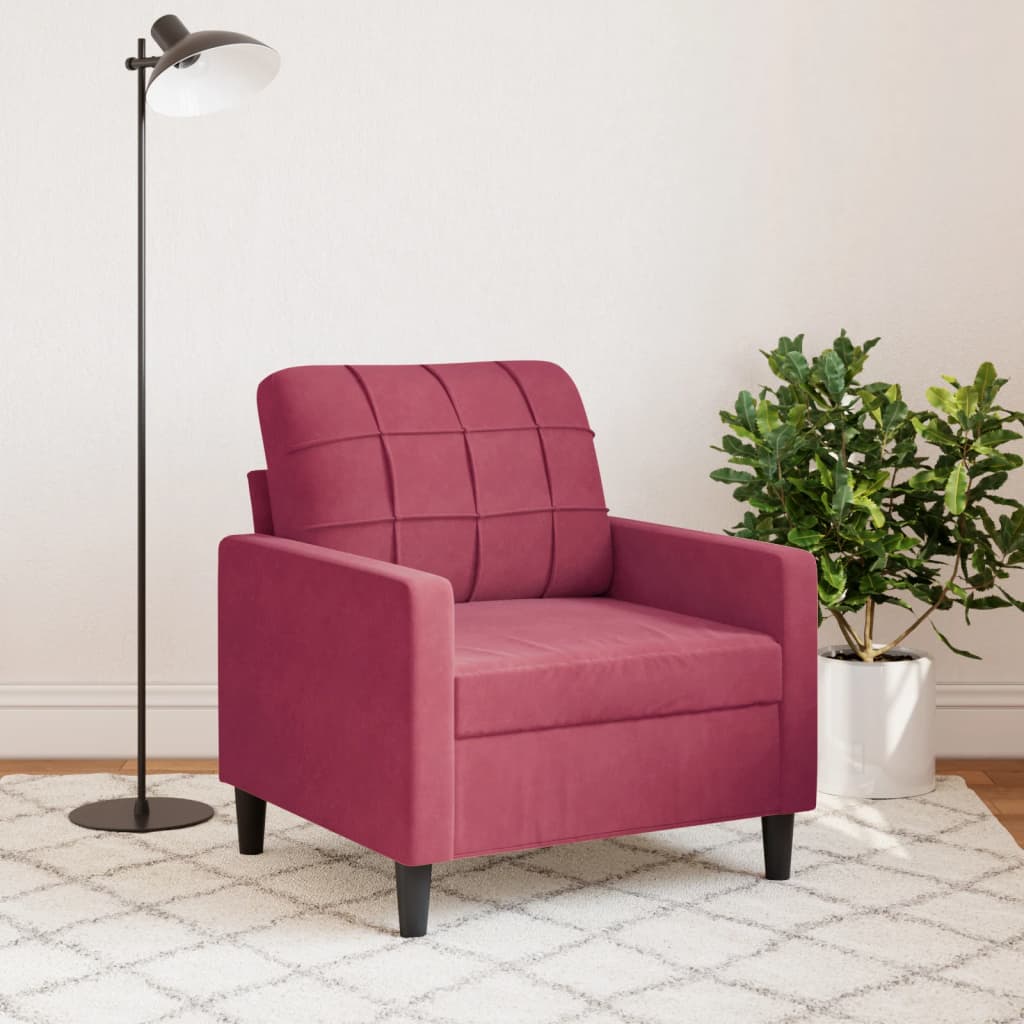 Fauteuil bordeaux 60 cm velours