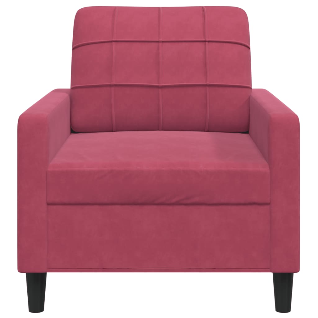 Fauteuil bordeaux 60 cm velours