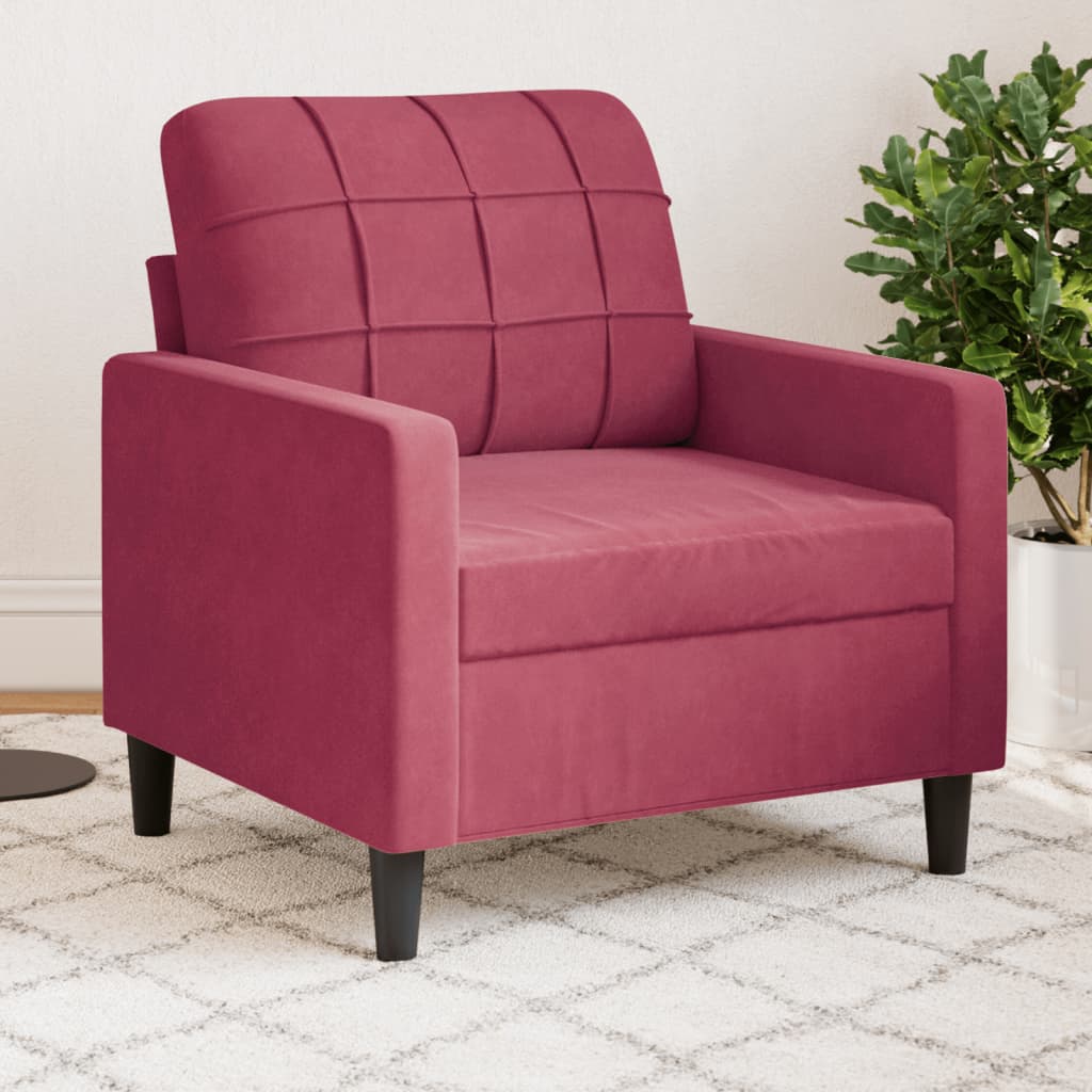 Fauteuil bordeaux 60 cm velours