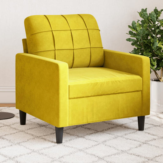 Fauteuil jaune 60 cm velours
