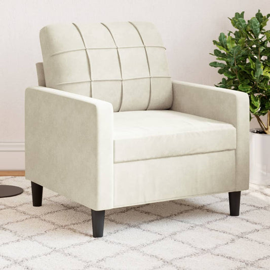 Fauteuil crème 60 cm velours