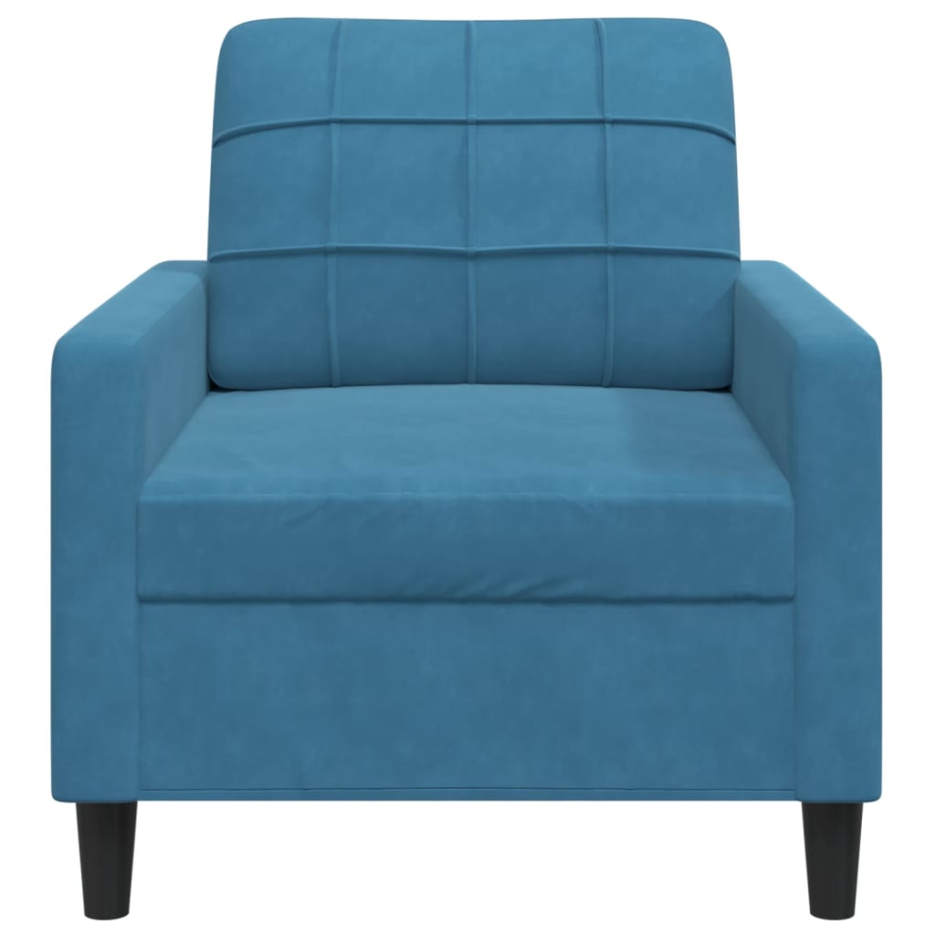 Fauteuil bleu 60 cm velours