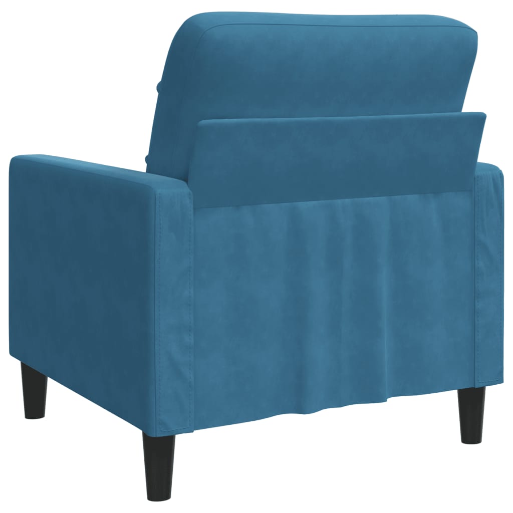 Fauteuil bleu 60 cm velours