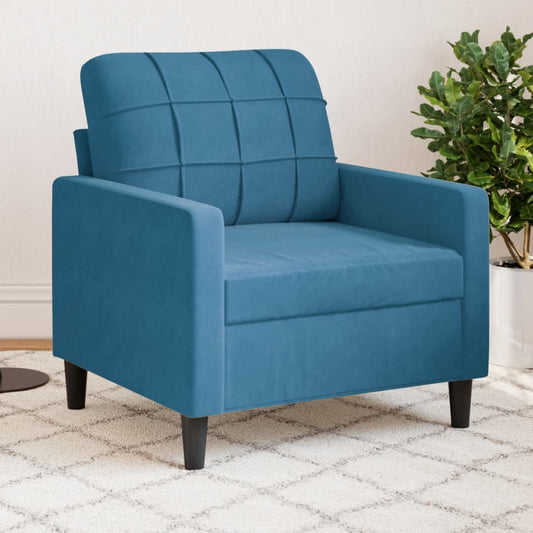 Fauteuil bleu 60 cm velours