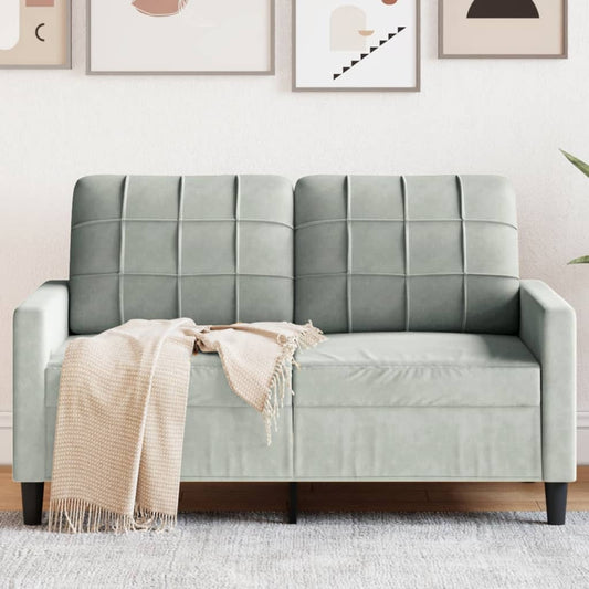 Canapé 2 places gris clair 120 cm velours