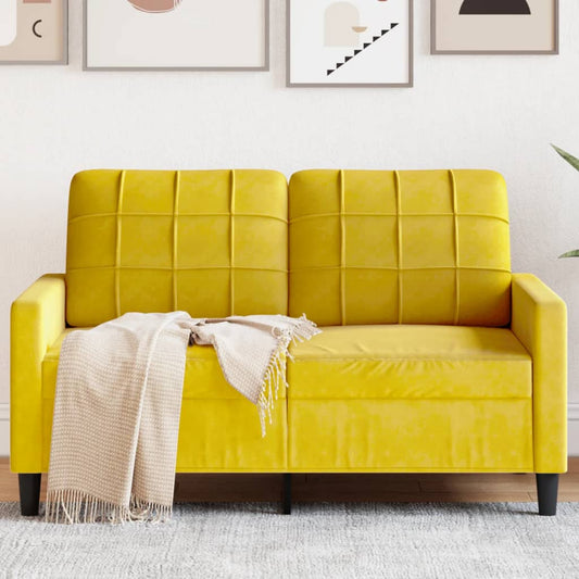 Canapé 2 places jaune 120 cm velours