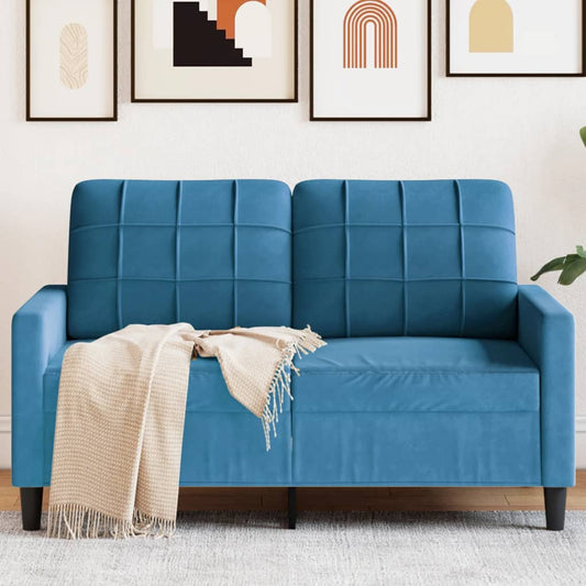 Canapé 2 places velours bleu 120 cm