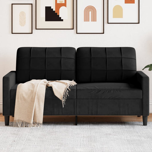 Canapé 2 places velours noir 140 cm