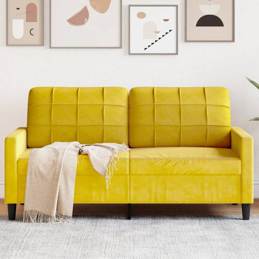 Canapé 2 places jaune 140 cm velours