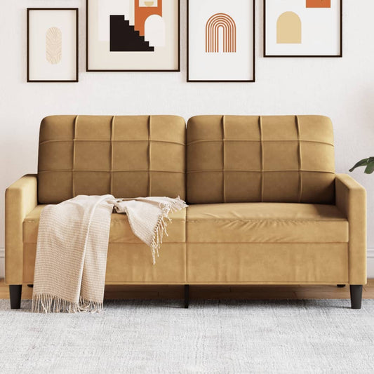 Canapé 2 places marron 140 cm velours