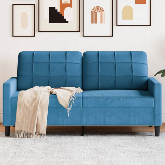 Canapé 2 places velours bleu 140 cm