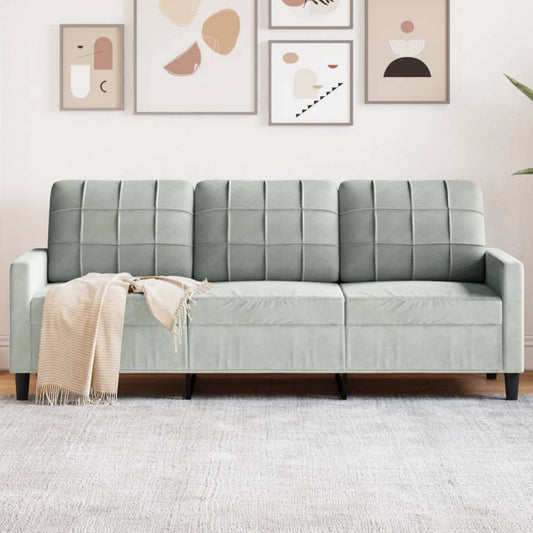 Canapé 3 places gris clair 180 cm velours