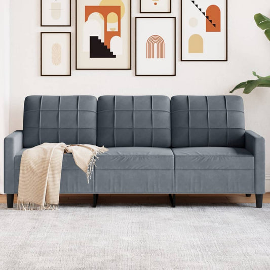 Canapé 3 places velours gris foncé 180 cm