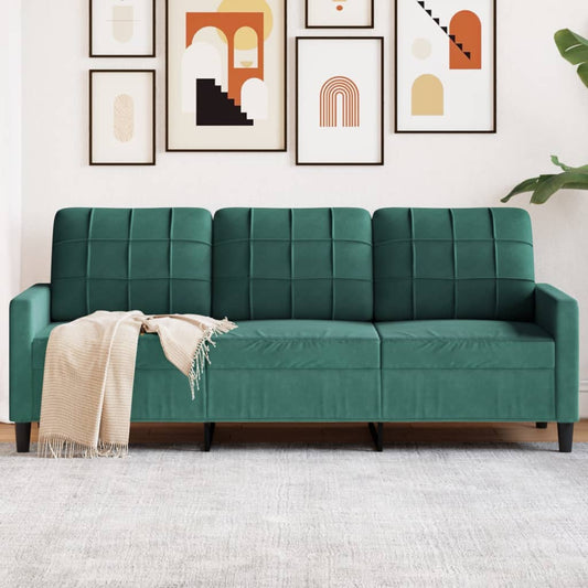 Canapé 3 places velours vert foncé 180 cm