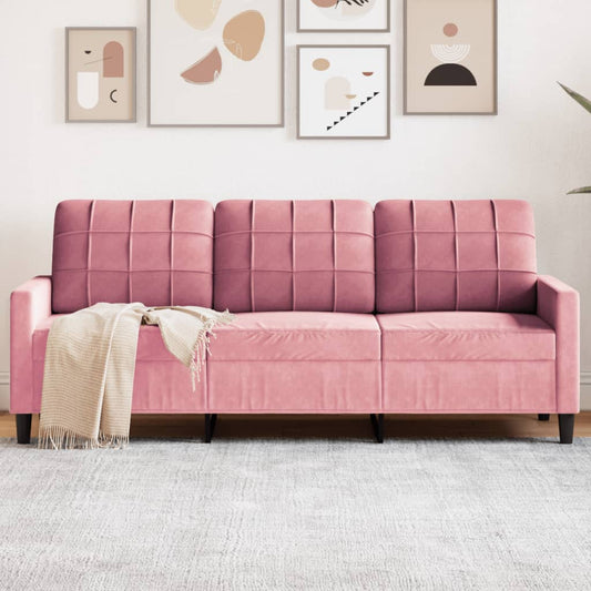 Canapé 3 places rose 180 cm velours